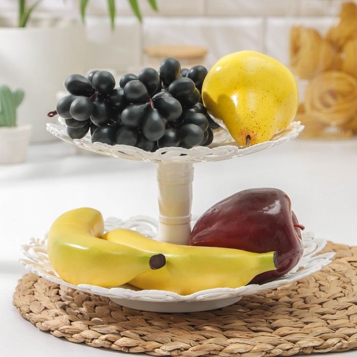 Фруктовница "Мелодия" 2-х ярусная средняя, цвет белый