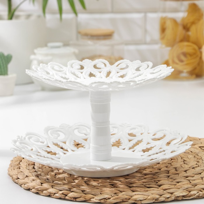 Фруктовница "Мелодия" 2-х ярусная средняя, цвет белый