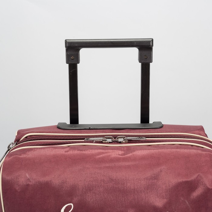 Чемодан малый, отдел на молнии, наружный карман, цвет бордовый