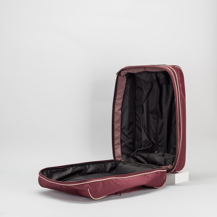Чемодан малый, отдел на молнии, наружный карман, цвет бордовый