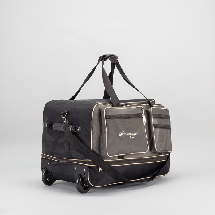 Сумка дорожная на колесах, с расширением, отдел на молнии, 3 наружных кармана, цвет хаки