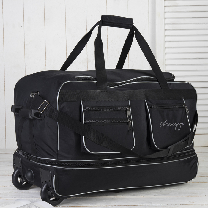 Сумка дорожная на колёсах, с расширением, отдел на молнии, 3 наружных кармана, цвет синий