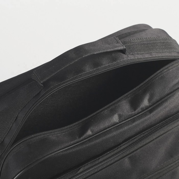 Сумка мужская, отдел на молнии, 2 наружных кармана, длинный ремень, цвет чёрный
