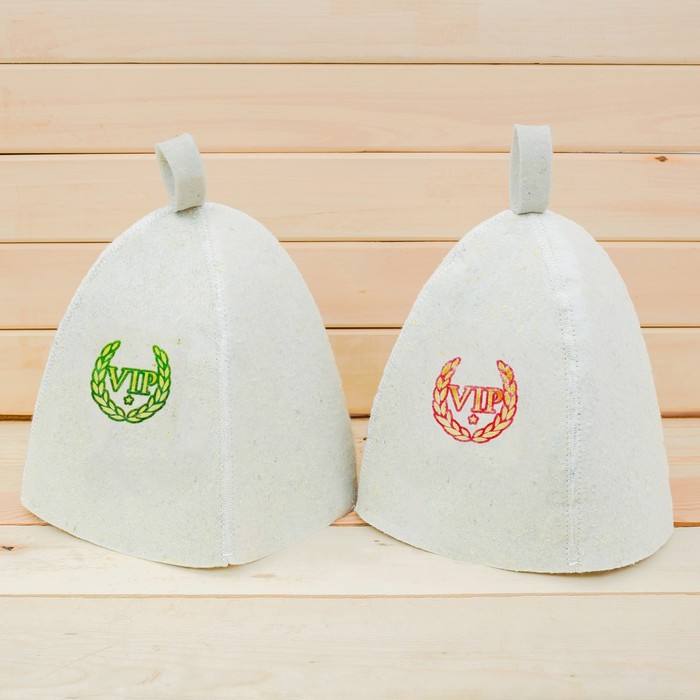 Набор "VIP- гости": две шапки для бани с принтом