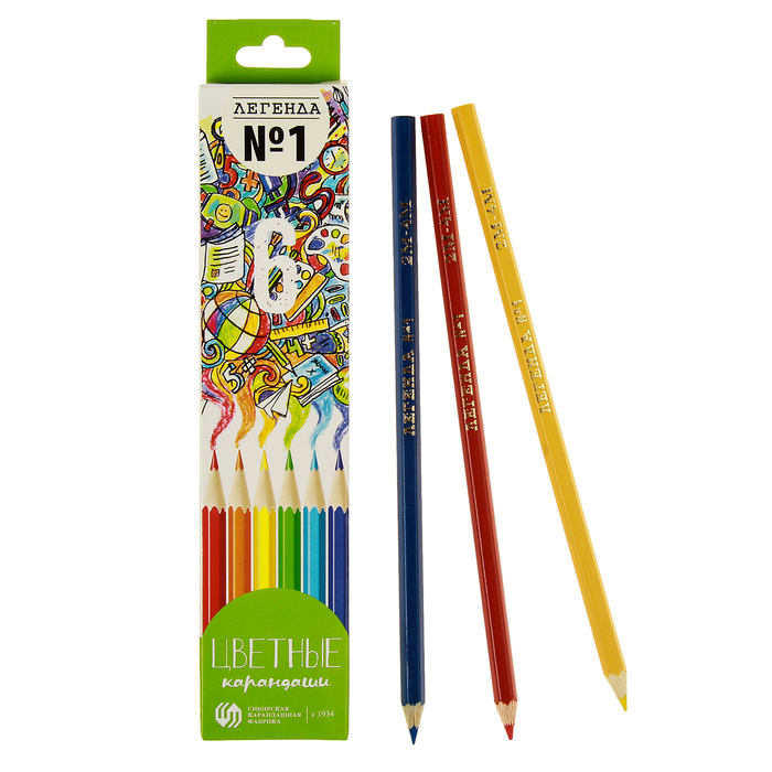 Карандаши 6 цветов "Легенда №1. Школа", шестигранные, ok 6.4мм