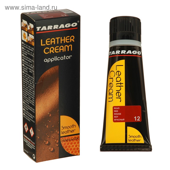 Крем для обуви Tarrago Leather Cream 012, ТС087/75-012, Красный, туба с губкой, 75 мл