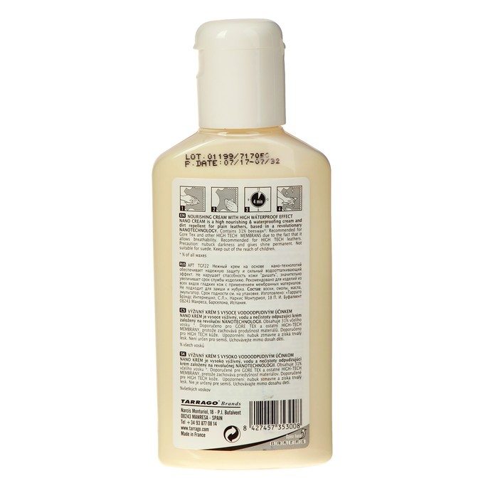 Крем для обуви Tarrago NANO Leather Cream, TGF22, 125 мл