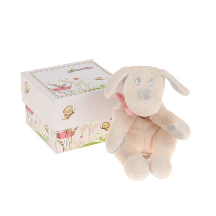 Мягкая игрушка "Собака", цвет белый/розовый, 15 см