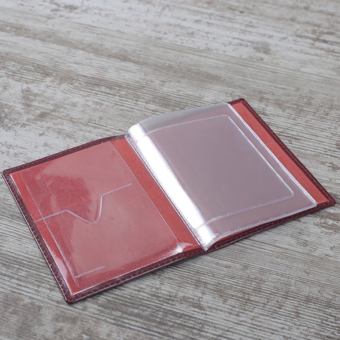 Обложка для автодокументов "Перо", шик, цвет вишнёвый