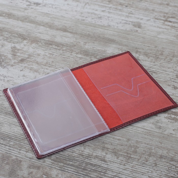 Обложка для автодокументов "Перо", шик, цвет вишнёвый