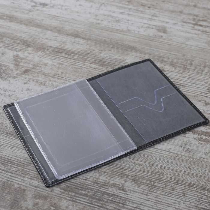 Обложка для автодокументов "Перо", шик, цвет чёрный