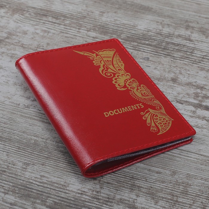 Обложка для автодокументов, шик, цвет алый