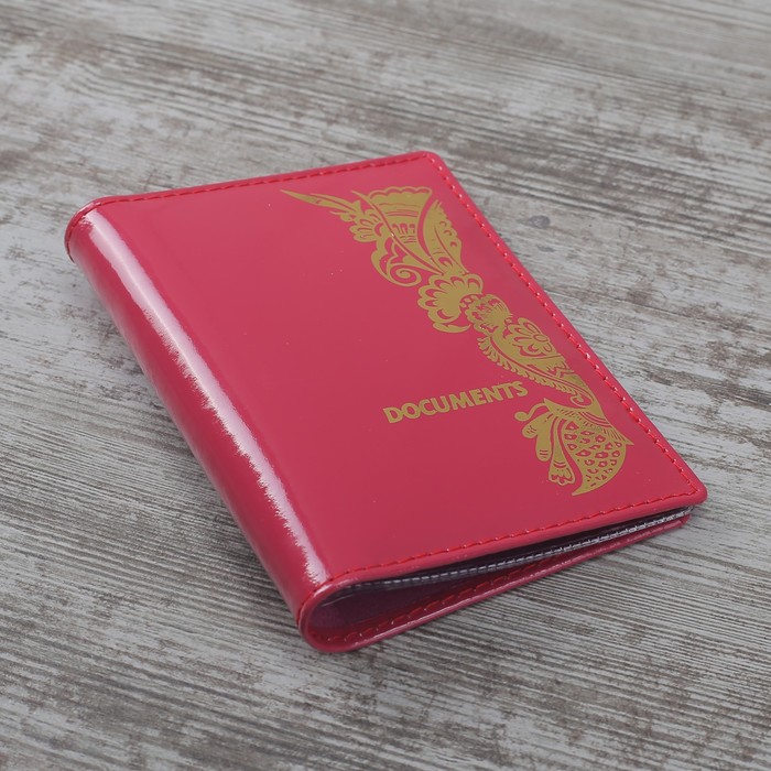 Обложка для автодокументов "Русские узоры", шик, цвет розовый