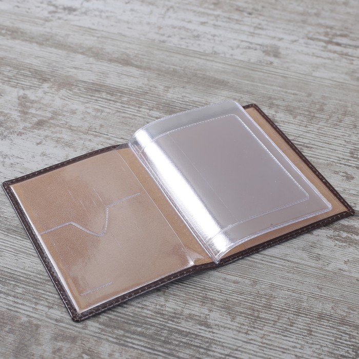 Обложка для автодокументов "Русские узоры", шик, цвет коричневый