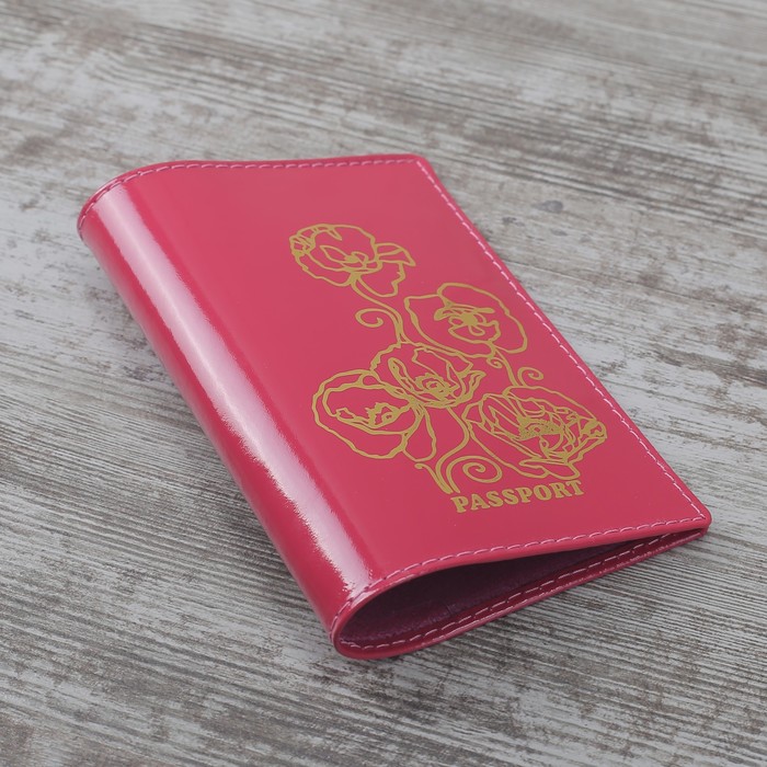 Обложка для паспорта "Маки", шик, цвет розовый