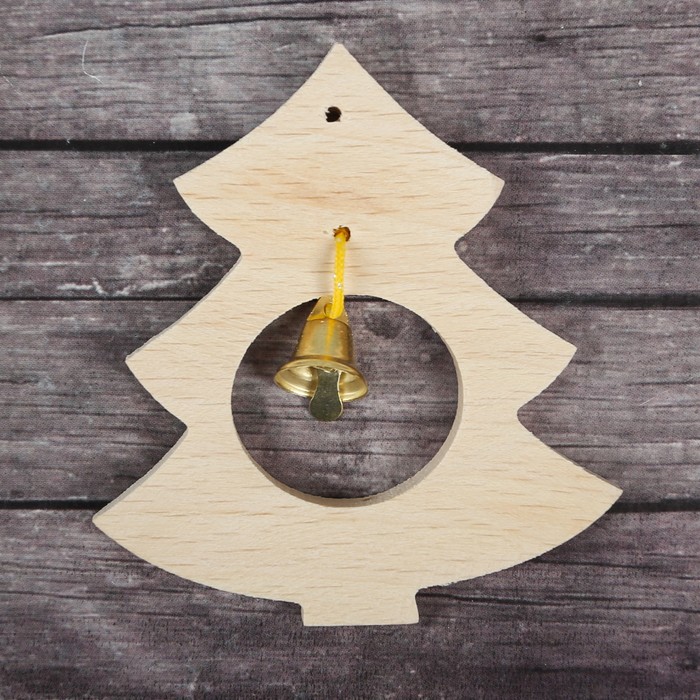 Деревянная заготовка "Ёлка-колокольчик", 7 х 7,5 х 0,5 см, бук