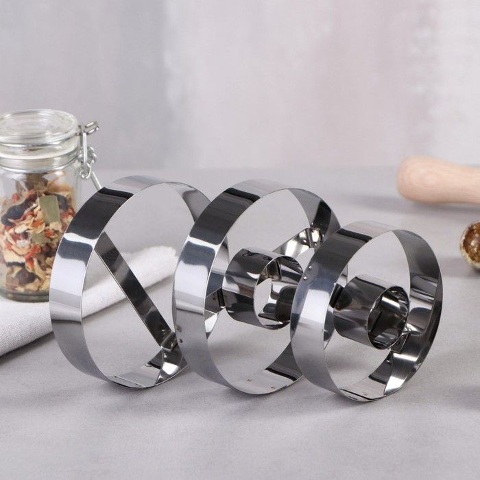 Набор форм для пончиков и печенья "Круг", 10 х 10 х 5 см, 3 шт.