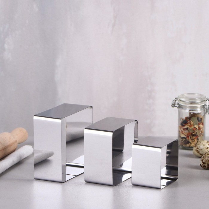 Набор форм для выпечки и выкладки "Квадрат", 10 х 10 х 5 см, 3 шт.