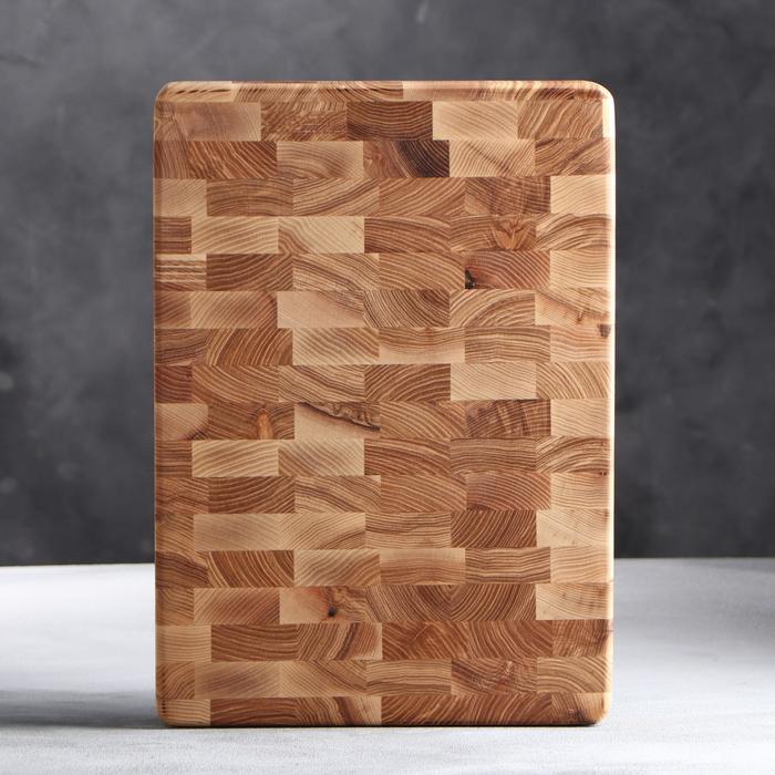 Доска разделочная торцевая, массив дуба, ясеня, акации, 35 х 25 х 3,5 см