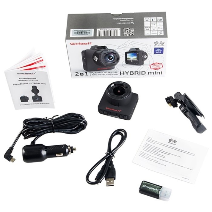 Видеорегистратор SilverStone F1 HYBRID mini,2", обзор 170°, 2304x1296