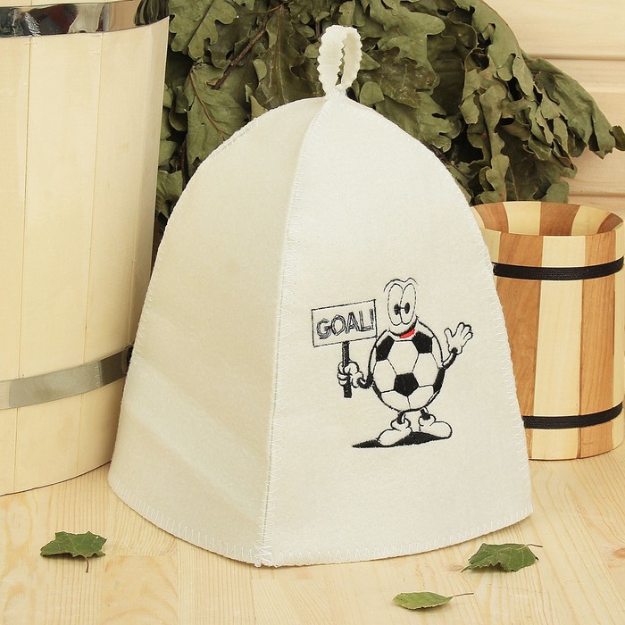 Банная шапка с вышивкой  "GOAL" , первый сорт