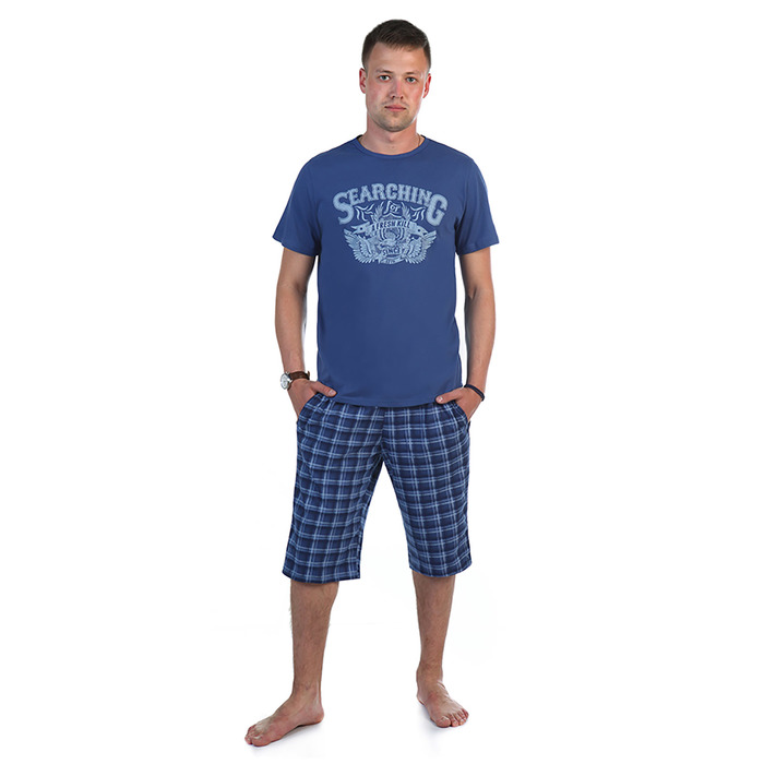 Комплект мужской (футболка, шорты) 886 цвет индиго, р-р 50