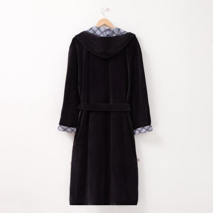 Халат мужской запашной с капюшоном 532 цвет тёмно-серый, р-р 50