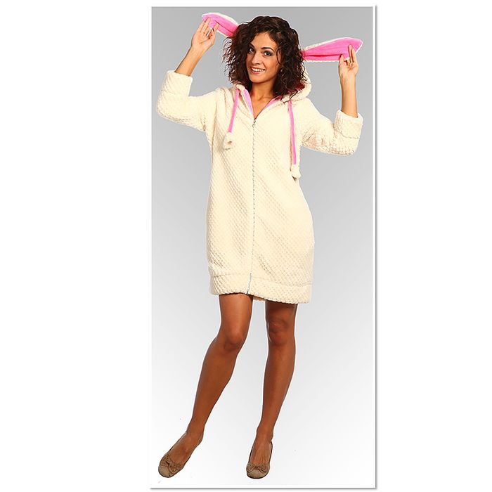 Халат женский на молнии 650а Банни розовый, р-р 50