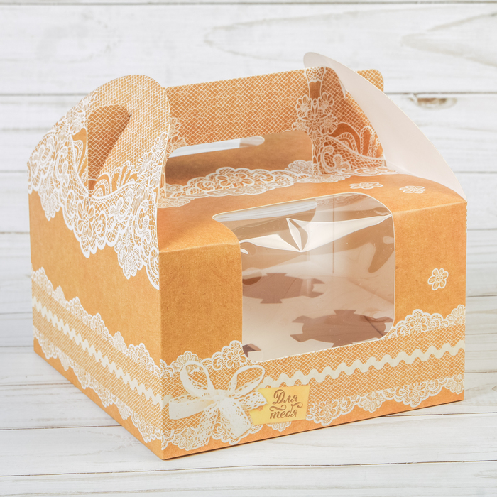 Коробочка для кексов «С нежностью для тебя», 16 х 16 х 10 см