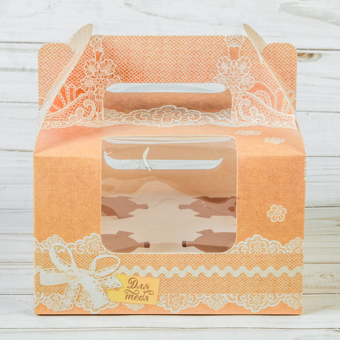 Коробочка для кексов «С нежностью для тебя», 16 х 16 х 10 см