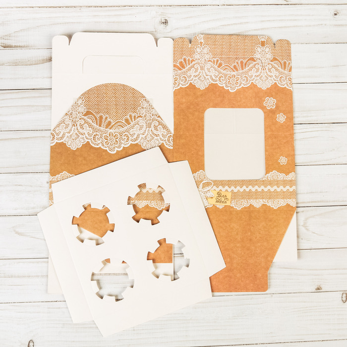 Коробочка для кексов «С нежностью для тебя», 16 х 16 х 10 см