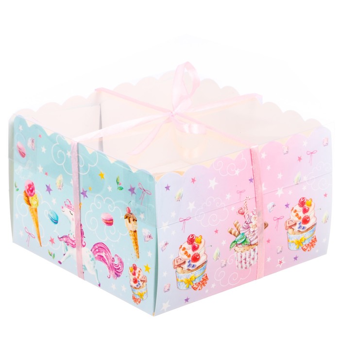 Коробка для капкейка «Побалуй себя» 16 х 16 х 10 см