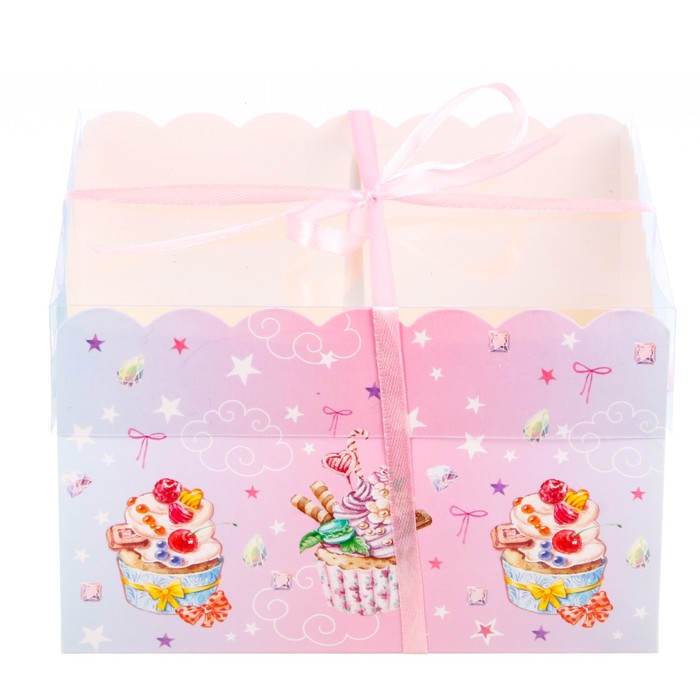Коробка для капкейка «Побалуй себя» 16 х 16 х 10 см