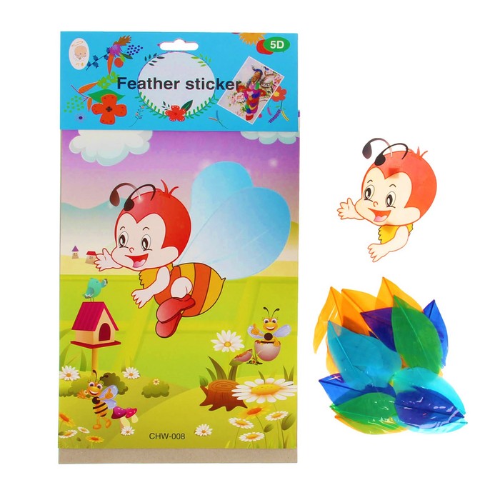 Аппликация перьями "Веселая пчелка"