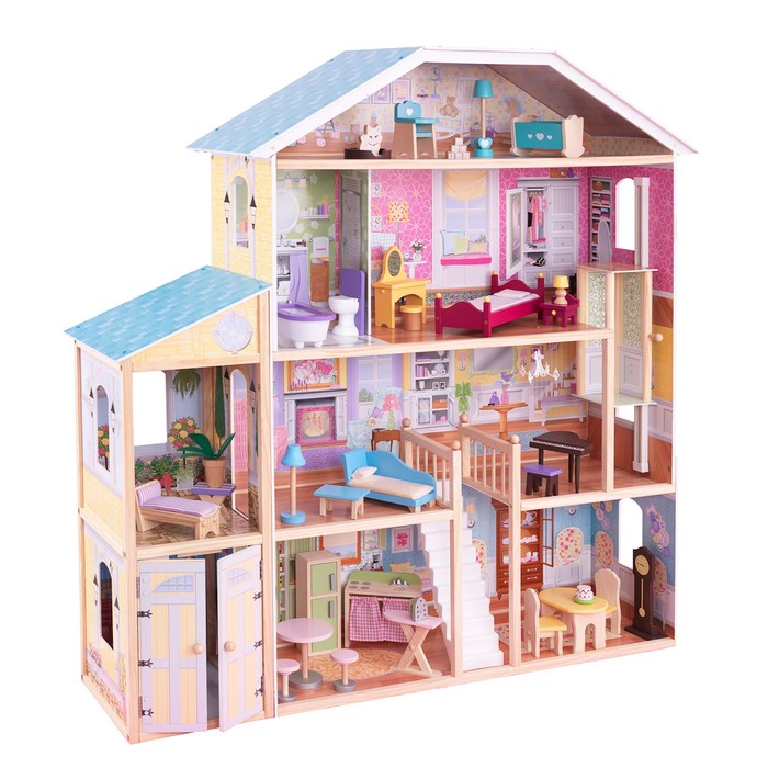 Большой кукольный дом для Барби "Королевский особняк", 34 элемента мебели