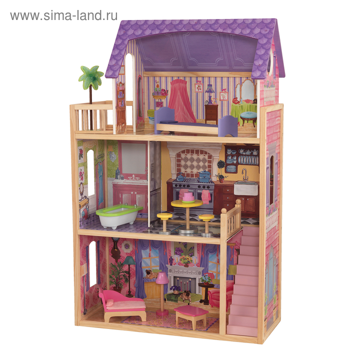 Домик кукольный деревянный KidKraft «Кайла», трёхэтажный, с мебелью домик кукольный kidkraft коттедж камила четырёхэтажный с мебелью
