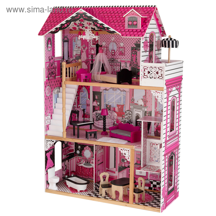 кукольный домик для барби с мебелью амелия Домик кукольный деревянный KidKraft «Вилла Амелия», трёхэтажный, с мебелью
