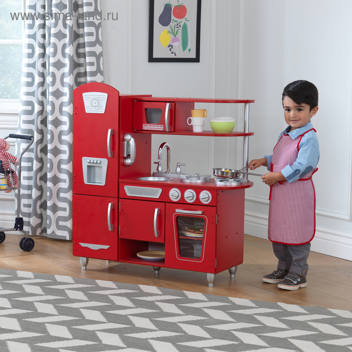Игрушка кухня из дерева «Винтаж», цвет красный детская игрушечная кухня из дерева винтаж цвет белый