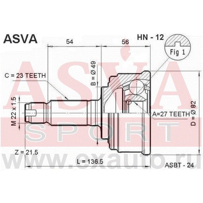 ШРУС наружный ASVA HN12