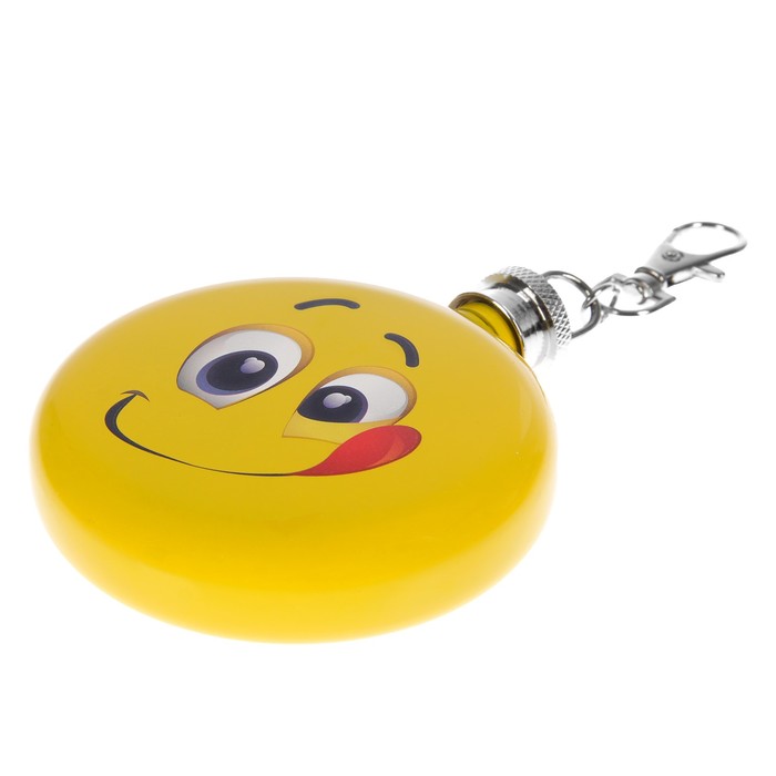 Фляжка 90 мл «Смайлик», жёлтая, 7.5х9 см