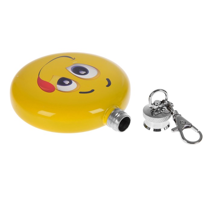 Фляжка 90 мл «Смайлик», жёлтая, 7.5х9 см