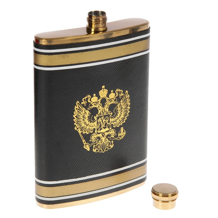 Набор "Герб России" 6 в 1: фляжка 270 мл + воронка + 4 рюмки, 24х17 см