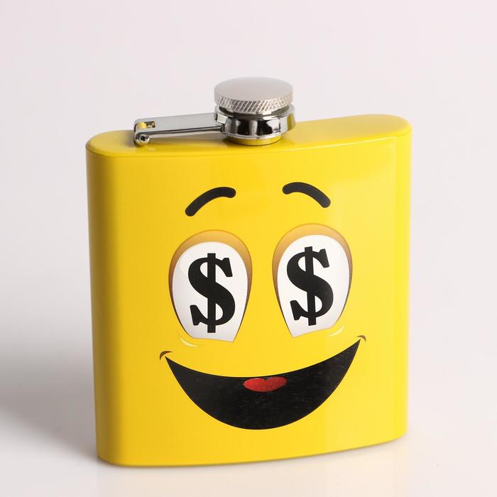 Фляжка 180 мл «Рожица с долларами», жёлтая, 9х11 см