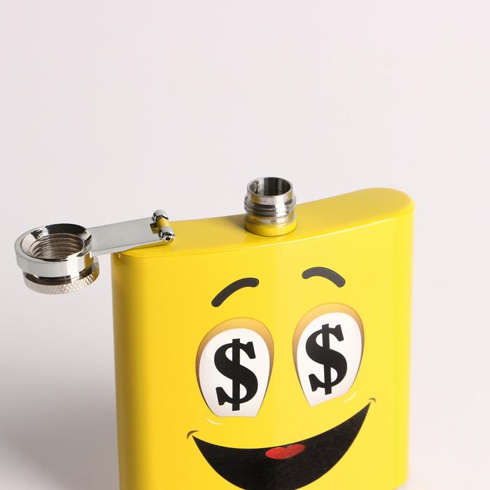 Фляжка 180 мл «Рожица с долларами», жёлтая, 9х11 см