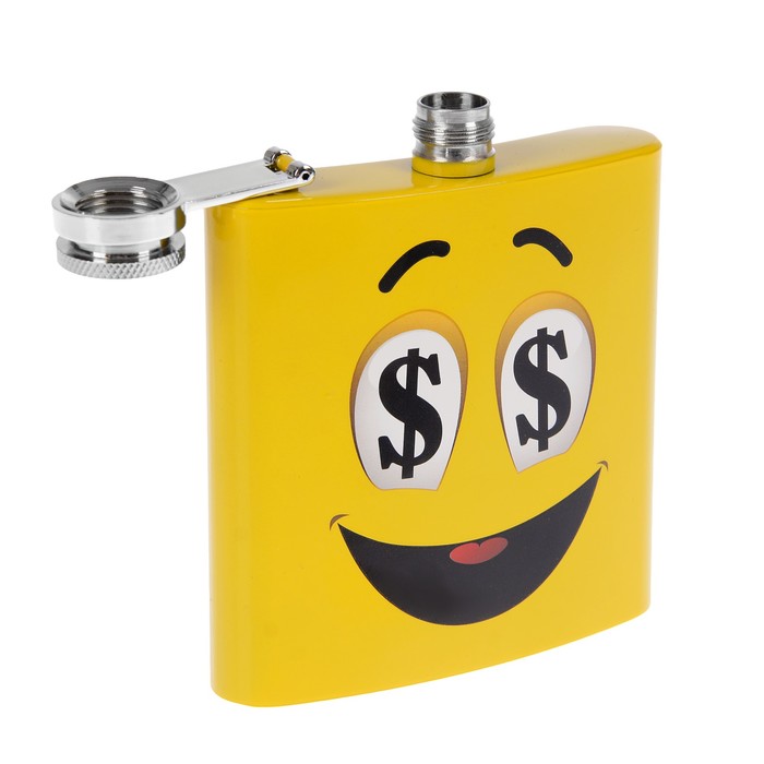 Фляжка 180 мл «Рожица с долларами», жёлтая, 9х11 см