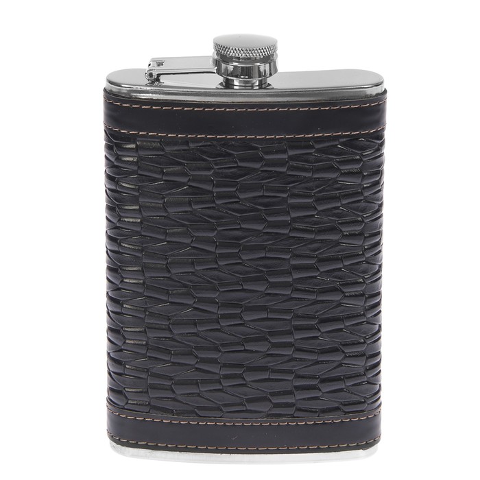 Фляжка 270 мл «Бамбуковая», кожзам, чёрная, 10х14.5 см