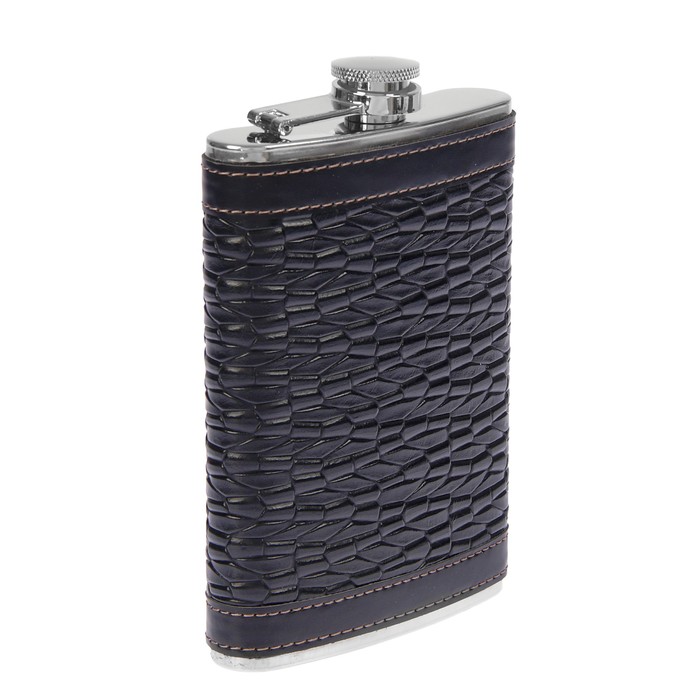 Фляжка 270 мл «Бамбуковая», кожзам, чёрная, 10х14.5 см