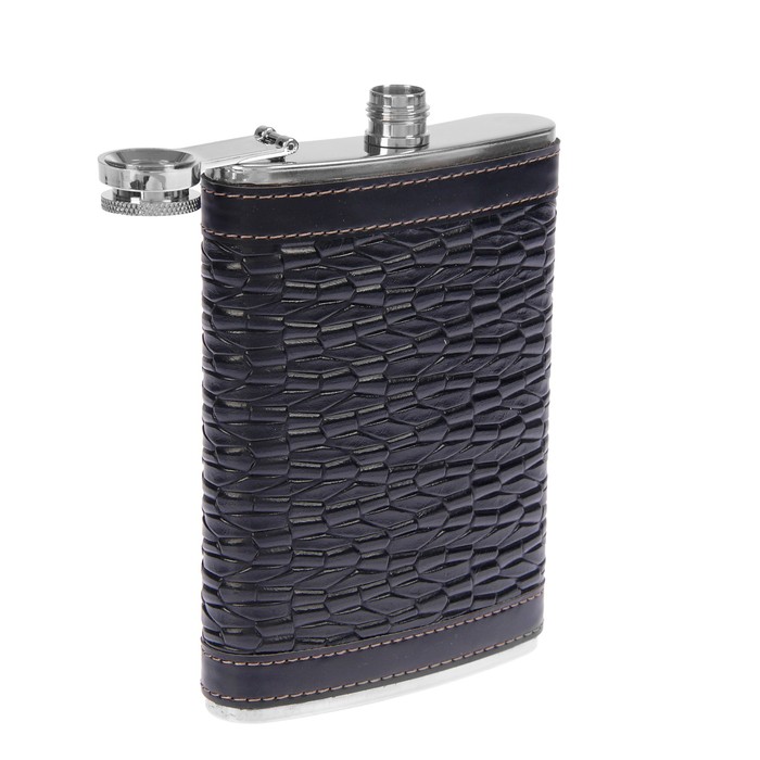 Фляжка 270 мл «Бамбуковая», кожзам, чёрная, 10х14.5 см
