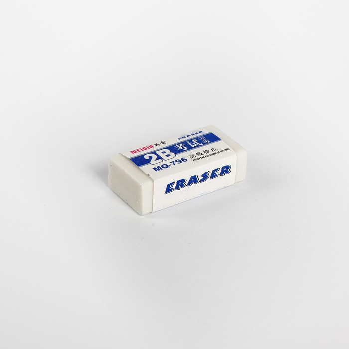 Ластик прямоугольный 2В белый малый в бумажном держателе