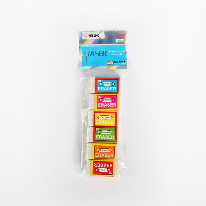 Ластик прямоугольный 2В белый в бумажном держателе